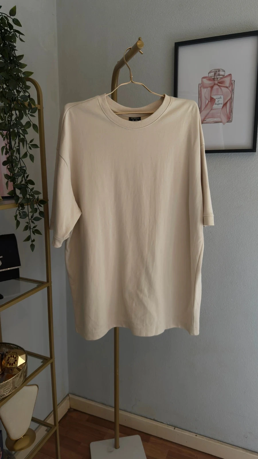 Mooie Bege / Crème Oversized Minimalistische T-Shirt • XL • TN273 – photo 5